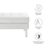 Loft Tufted Vegan Leather Ottoman - Mid-Century Modern & Stainless Steel Base