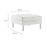 Loft Tufted Vegan Leather Ottoman - Mid-Century Modern & Stainless Steel Base