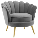 Admire Scalloped Edge Performance Velvet Accent Armchair - Glam Deco & Stain-Resistant
