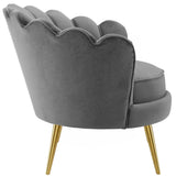 Admire Scalloped Edge Performance Velvet Accent Armchair - Glam Deco & Stain-Resistant