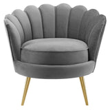 Admire Scalloped Edge Performance Velvet Accent Armchair - Glam Deco & Stain-Resistant