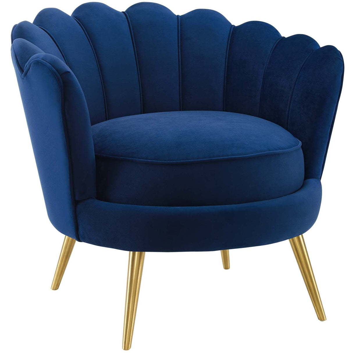 Admire Scalloped Edge Performance Velvet Accent Armchair - Glam Deco & Stain-Resistant