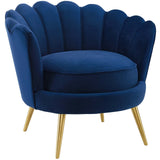 Admire Scalloped Edge Performance Velvet Accent Armchair - Glam Deco & Stain-Resistant