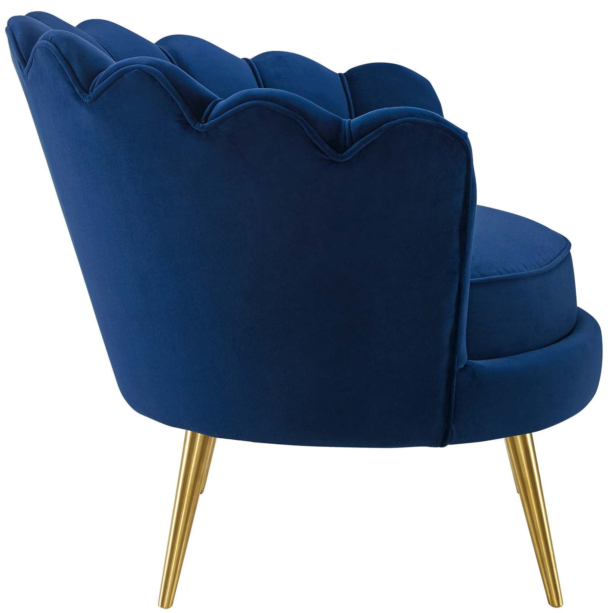 Admire Scalloped Edge Performance Velvet Accent Armchair - Glam Deco & Stain-Resistant