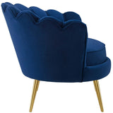 Admire Scalloped Edge Performance Velvet Accent Armchair - Glam Deco & Stain-Resistant