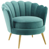 Admire Scalloped Edge Performance Velvet Accent Armchair - Glam Deco & Stain-Resistant