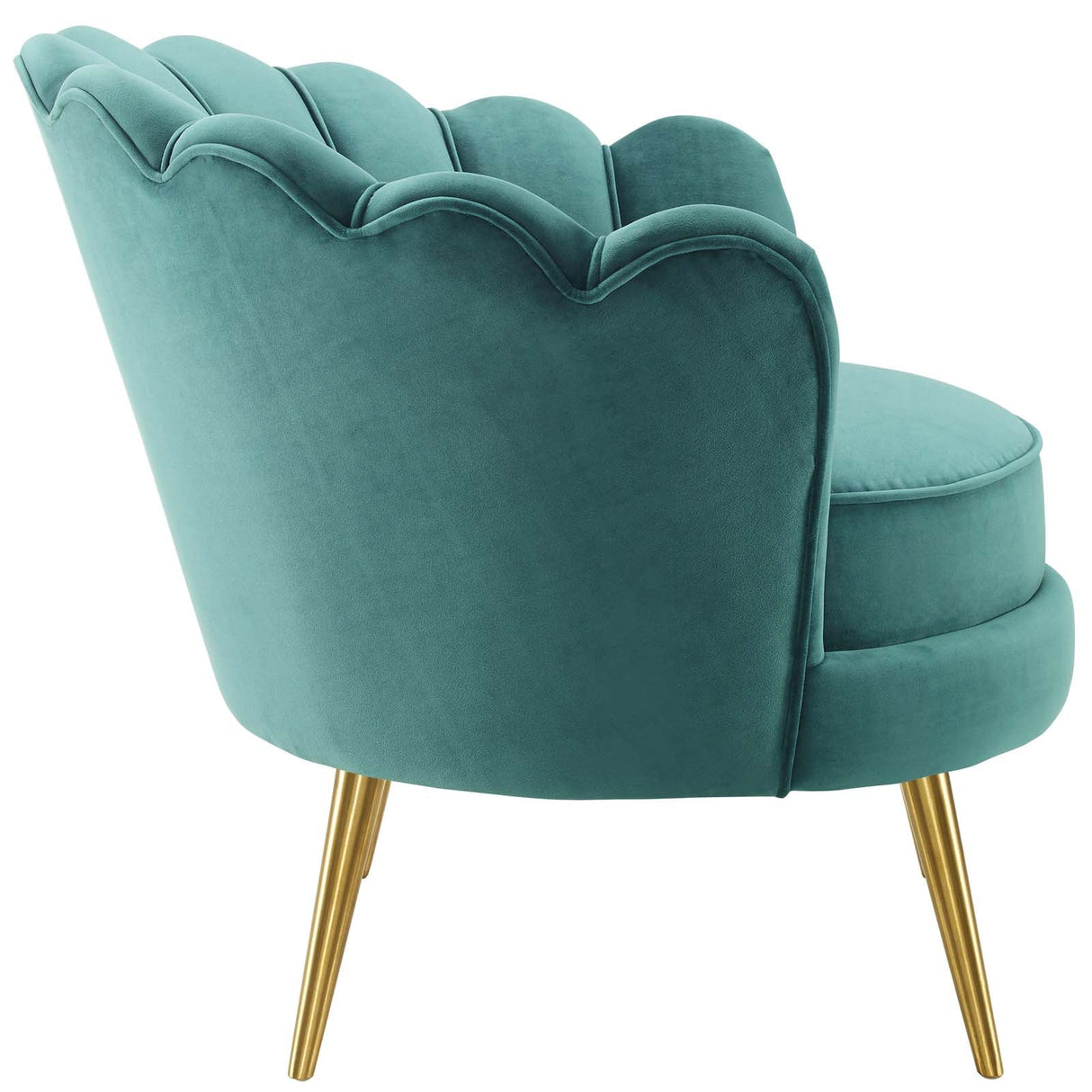 Admire Scalloped Edge Performance Velvet Accent Armchair - Glam Deco & Stain-Resistant