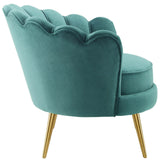 Admire Scalloped Edge Performance Velvet Accent Armchair - Glam Deco & Stain-Resistant