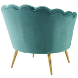 Admire Scalloped Edge Performance Velvet Accent Armchair - Glam Deco & Stain-Resistant