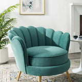 Admire Scalloped Edge Performance Velvet Accent Armchair - Glam Deco & Stain-Resistant