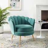 Admire Scalloped Edge Performance Velvet Accent Armchair - Glam Deco & Stain-Resistant