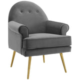 Revive Tufted Button Accent Performance Velvet Armchair - Mid-Century Modern & Stain-Resistant