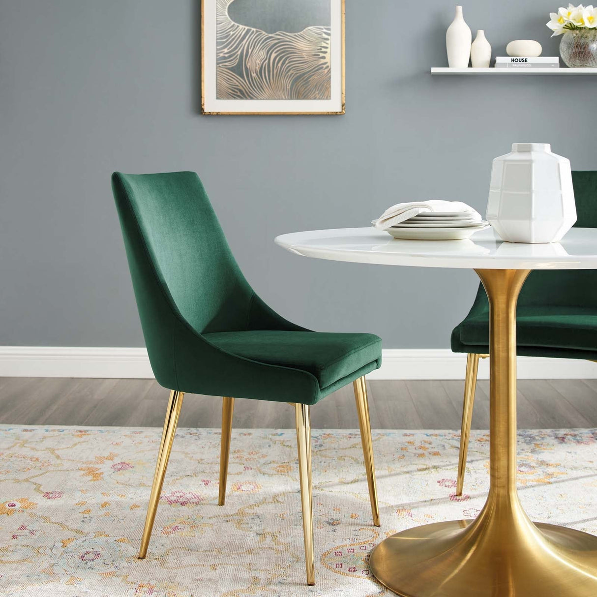 Viscount Modern Accent Performance Velvet Dining Chair - Vintage Glam & Stain-Resistant
