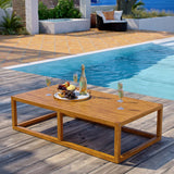 Newbury Outdoor Patio Premium Grade A Teak Wood Coffee Table - Coastal Modern & Weather-Resistant