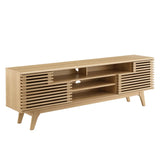 Render 71" Media Console TV Stand - Mid-Century Modern & Slatted Sliding Doors