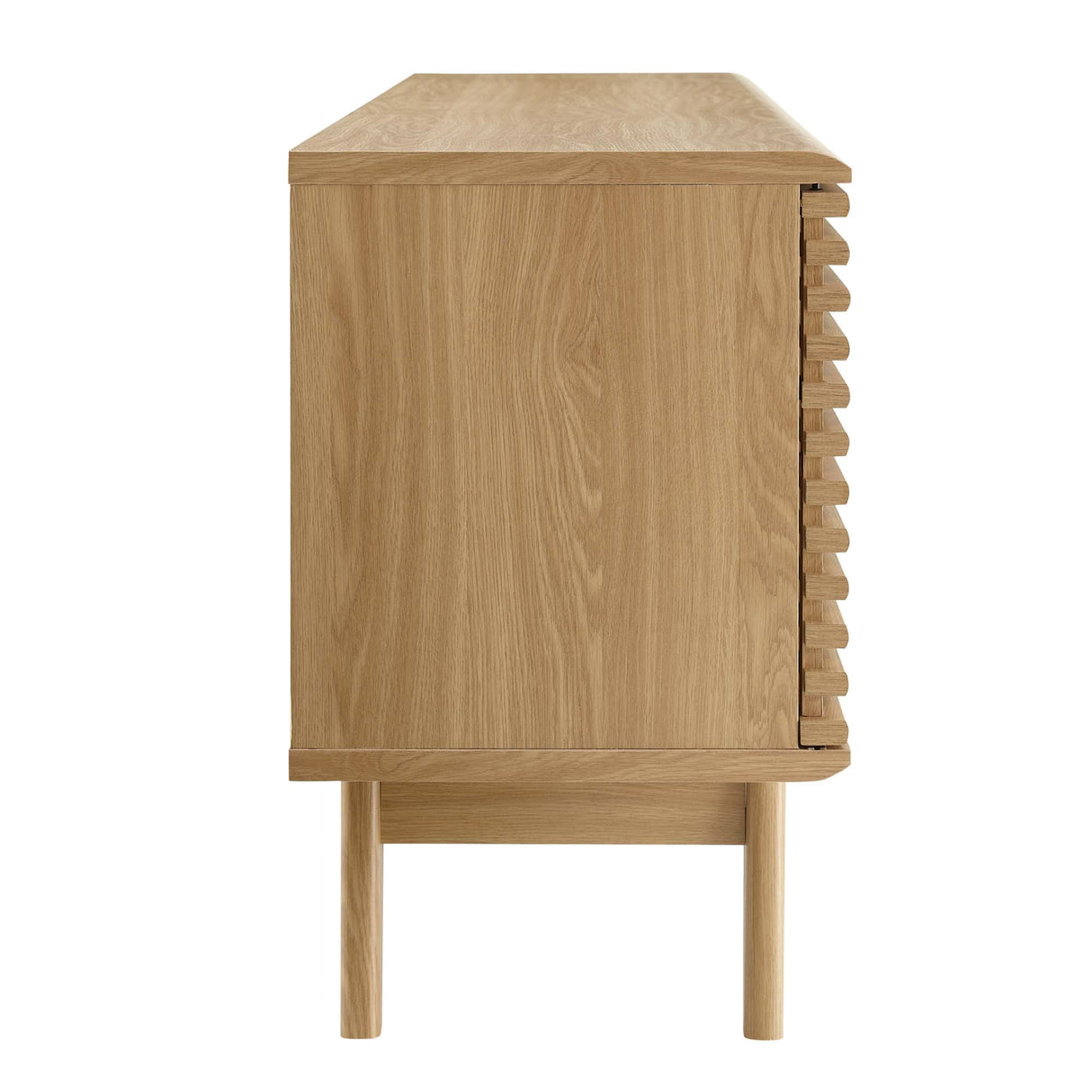 Render 71" Media Console TV Stand - Mid-Century Modern & Slatted Sliding Doors