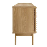 Render 71" Media Console TV Stand - Mid-Century Modern & Slatted Sliding Doors