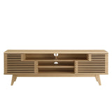 Render 71" Media Console TV Stand - Mid-Century Modern & Slatted Sliding Doors