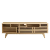 Render 71" Media Console TV Stand - Mid-Century Modern & Slatted Sliding Doors