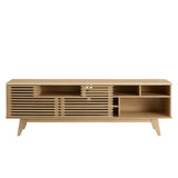 Render 71" Media Console TV Stand - Mid-Century Modern & Slatted Sliding Doors