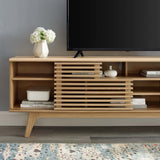 Render 71" Media Console TV Stand - Mid-Century Modern & Slatted Sliding Doors