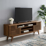 Render 71" Media Console TV Stand - Mid-Century Modern & Slatted Sliding Doors
