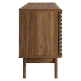 Render 71" Media Console TV Stand - Mid-Century Modern & Slatted Sliding Doors