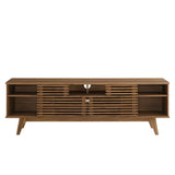 Render 71" Media Console TV Stand - Mid-Century Modern & Slatted Sliding Doors
