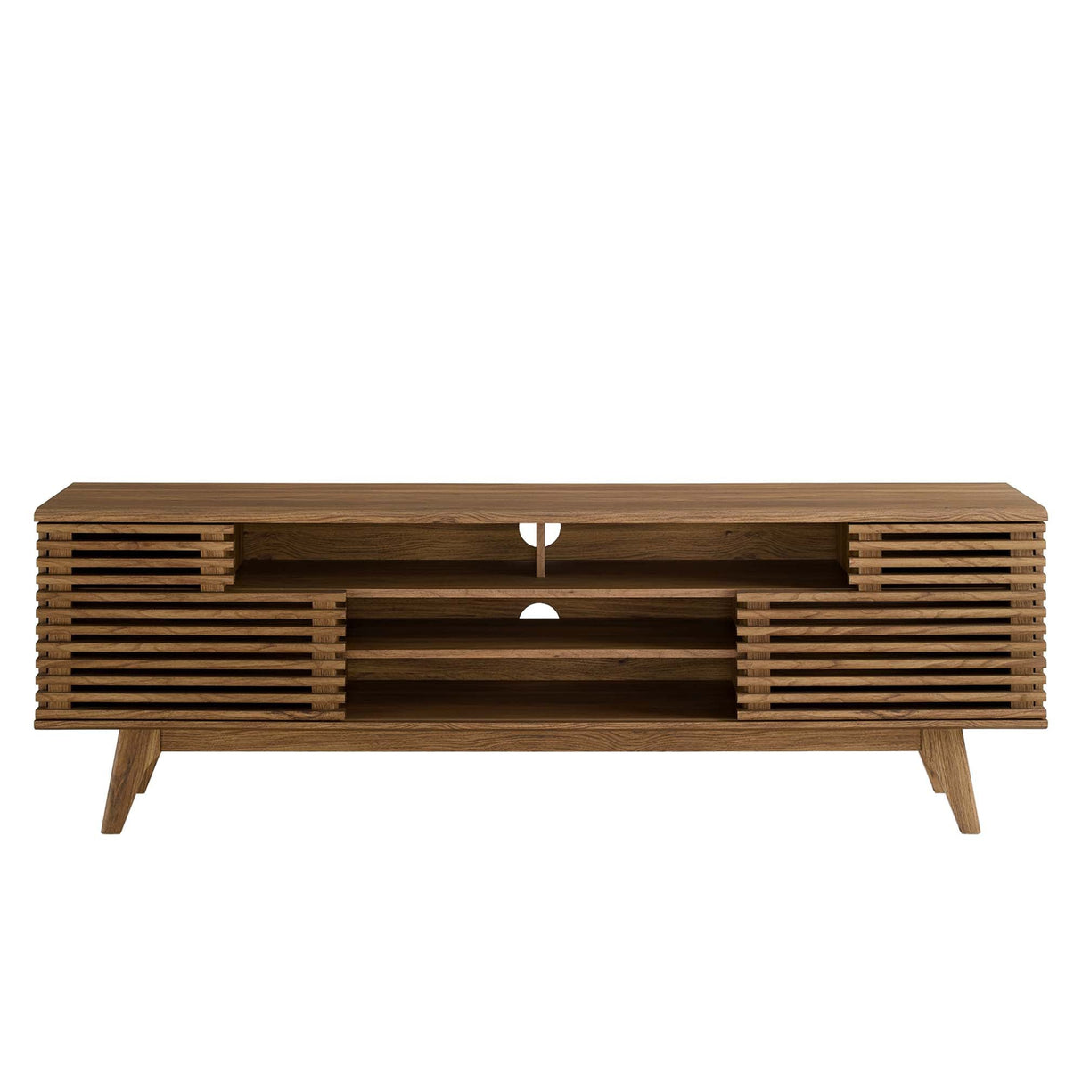 Render 71" Media Console TV Stand - Mid-Century Modern & Slatted Sliding Doors