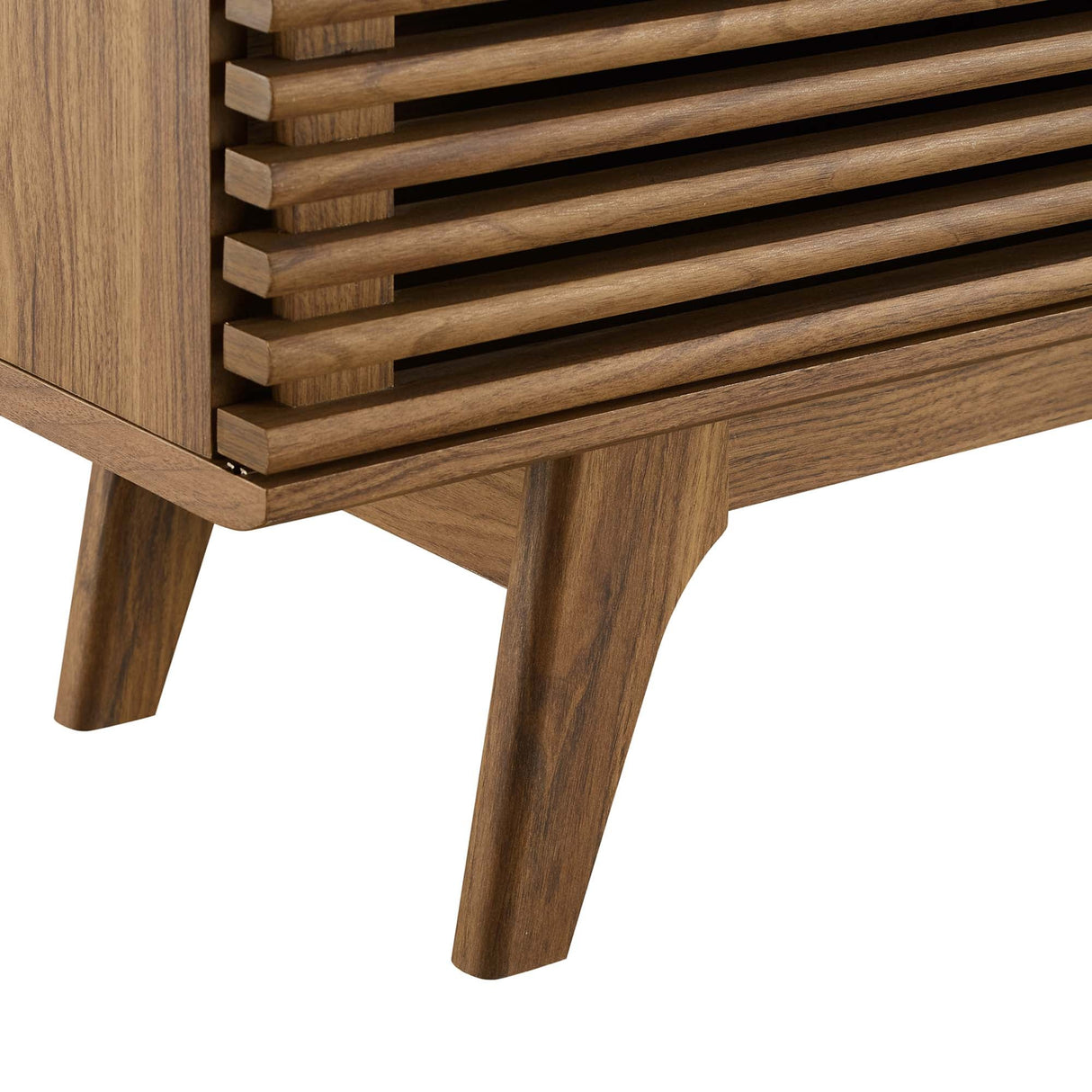 Render 71" Media Console TV Stand - Mid-Century Modern & Slatted Sliding Doors