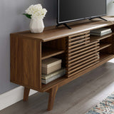 Render 71" Media Console TV Stand - Mid-Century Modern & Slatted Sliding Doors