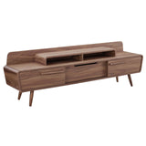 Omnistand 74 Inch Entertainment Center TV Stand - Mid-Century Modern & Walnut Grain