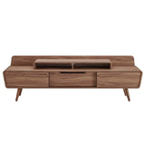 Omnistand 74 Inch Entertainment Center TV Stand - Mid-Century Modern & Walnut Grain