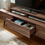 Omnistand 74 Inch Entertainment Center TV Stand - Mid-Century Modern & Walnut Grain