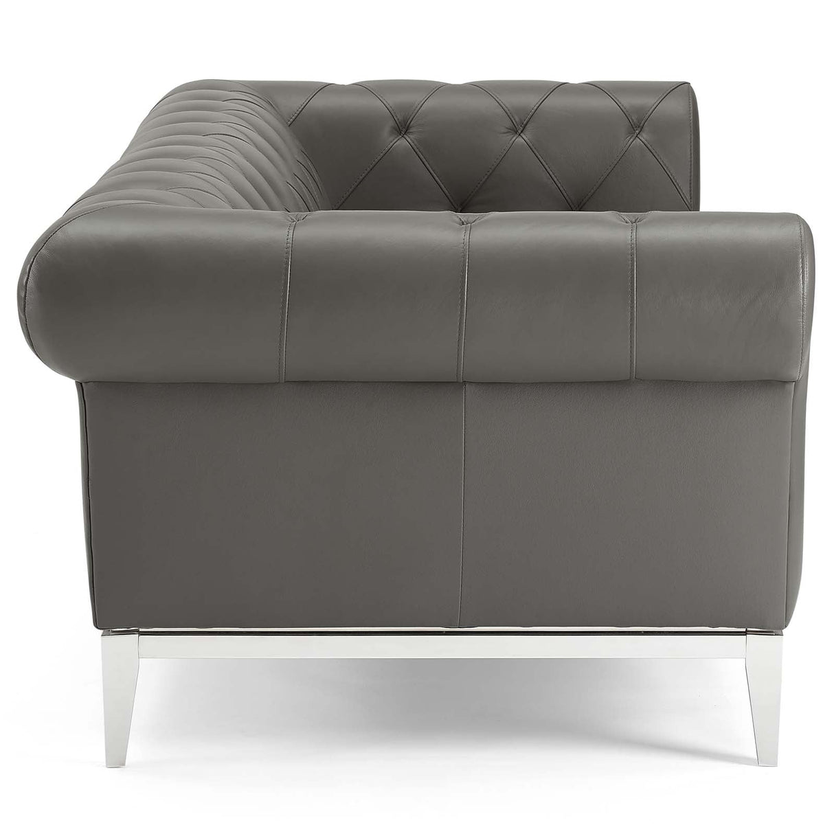 Idyll Tufted Button Upholstered Leather Chesterfield Sofa - Vintage Glam & Large Living Room Seating