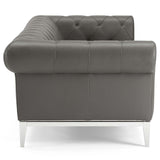 Idyll Tufted Button Upholstered Leather Chesterfield Sofa - Vintage Glam & Large Living Room Seating