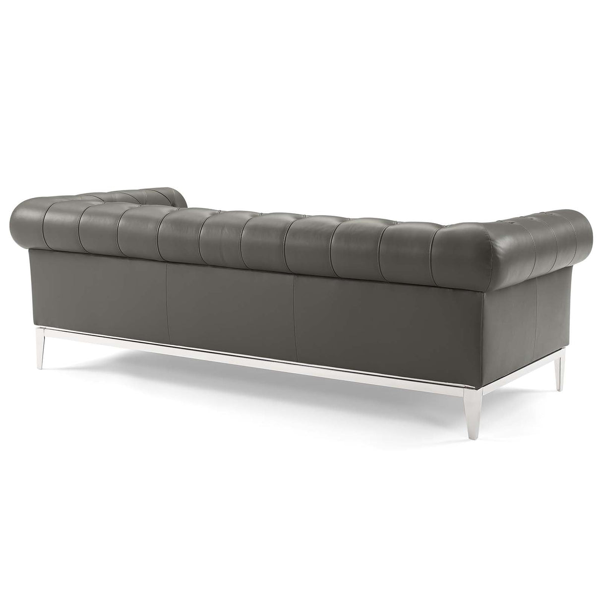 Idyll Tufted Button Upholstered Leather Chesterfield Sofa - Vintage Glam & Large Living Room Seating
