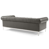 Idyll Tufted Button Upholstered Leather Chesterfield Sofa - Vintage Glam & Large Living Room Seating