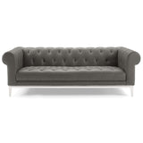 Idyll Tufted Button Upholstered Leather Chesterfield Sofa - Vintage Glam & Large Living Room Seating