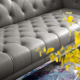 Idyll Tufted Button Upholstered Leather Chesterfield Sofa - Vintage Glam & Large Living Room Seating