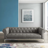 Idyll Tufted Button Upholstered Leather Chesterfield Sofa - Vintage Glam & Large Living Room Seating