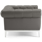 Idyll Tufted Button Upholstered Leather Chesterfield Armchair - Vintage Glam & Ergonomic Seating