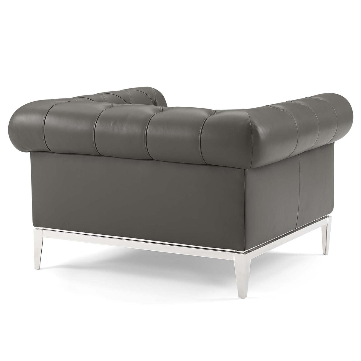 Idyll Tufted Button Upholstered Leather Chesterfield Armchair - Vintage Glam & Ergonomic Seating