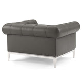 Idyll Tufted Button Upholstered Leather Chesterfield Armchair - Vintage Glam & Ergonomic Seating