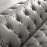 Idyll Tufted Button Upholstered Leather Chesterfield Armchair - Vintage Glam & Ergonomic Seating