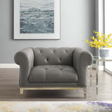 Idyll Tufted Button Upholstered Leather Chesterfield Armchair - Vintage Glam & Ergonomic Seating