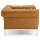 Idyll Tufted Button Upholstered Leather Chesterfield Armchair - Vintage Glam & Ergonomic Seating