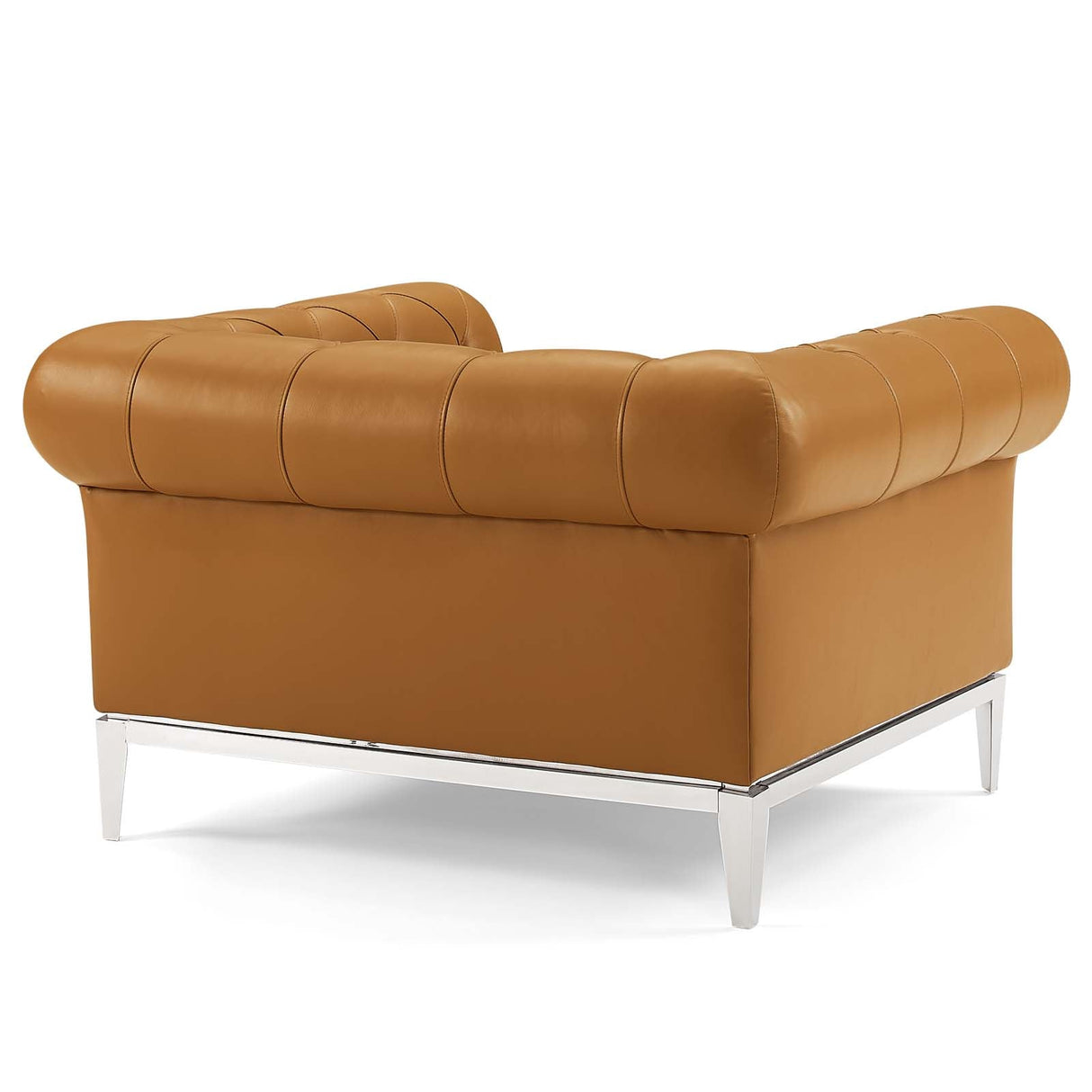 Idyll Tufted Button Upholstered Leather Chesterfield Armchair - Vintage Glam & Ergonomic Seating
