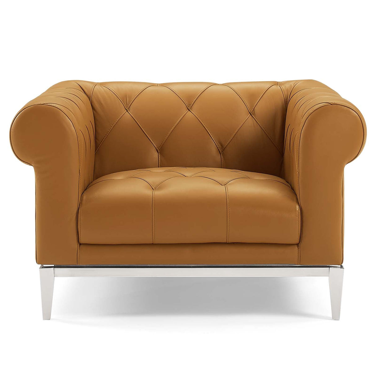 Idyll Tufted Button Upholstered Leather Chesterfield Armchair - Vintage Glam & Ergonomic Seating