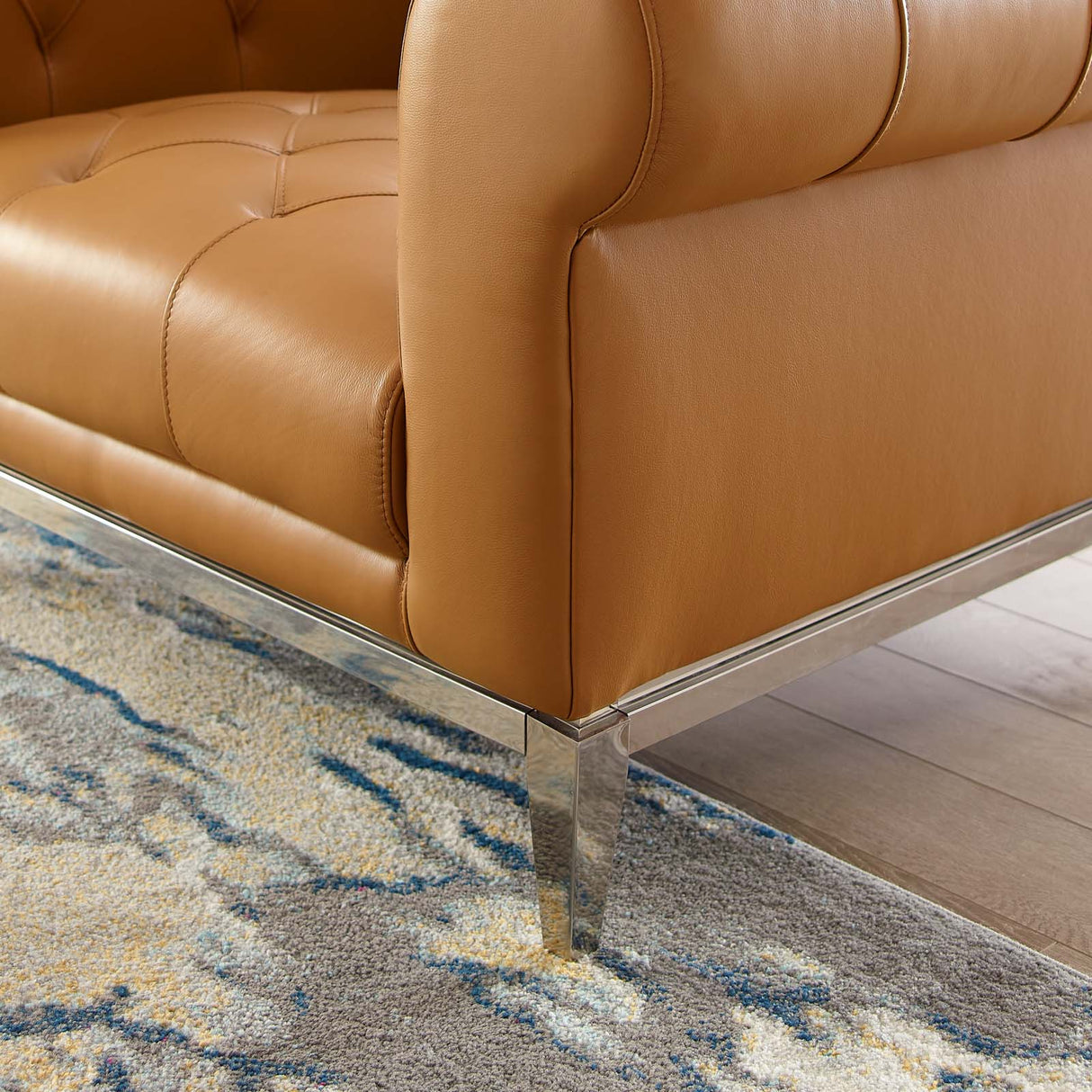 Idyll Tufted Button Upholstered Leather Chesterfield Armchair - Vintage Glam & Ergonomic Seating